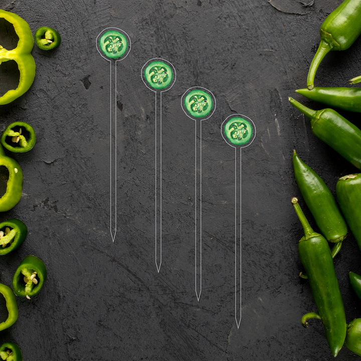 Garnish Pick Set | Jalapeno Face