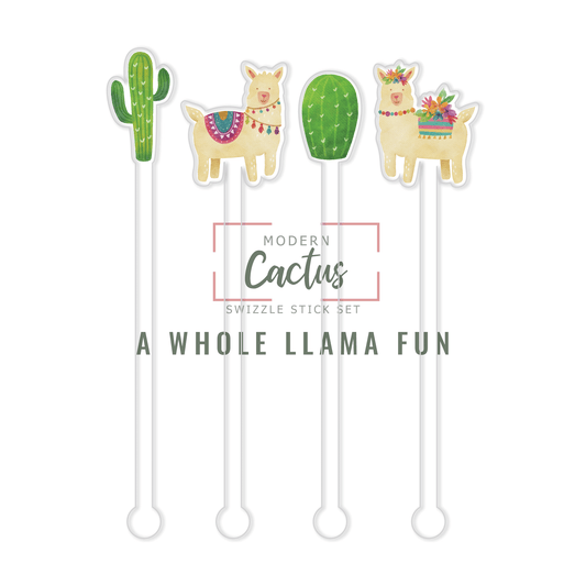 A Whole Llama Fun acrylic swizzle stick design displayed as a digital mockup