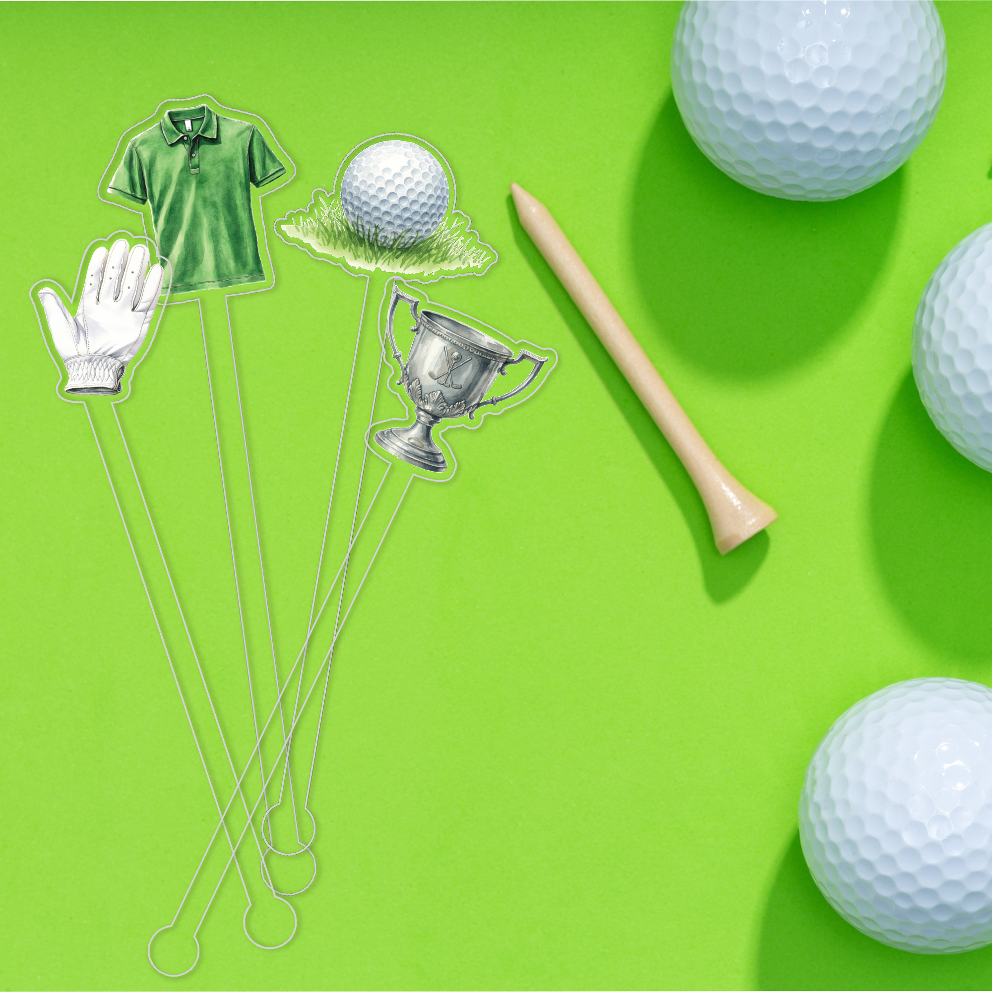 Fairway To Heaven swizzle stick set styled for a birthday celebration