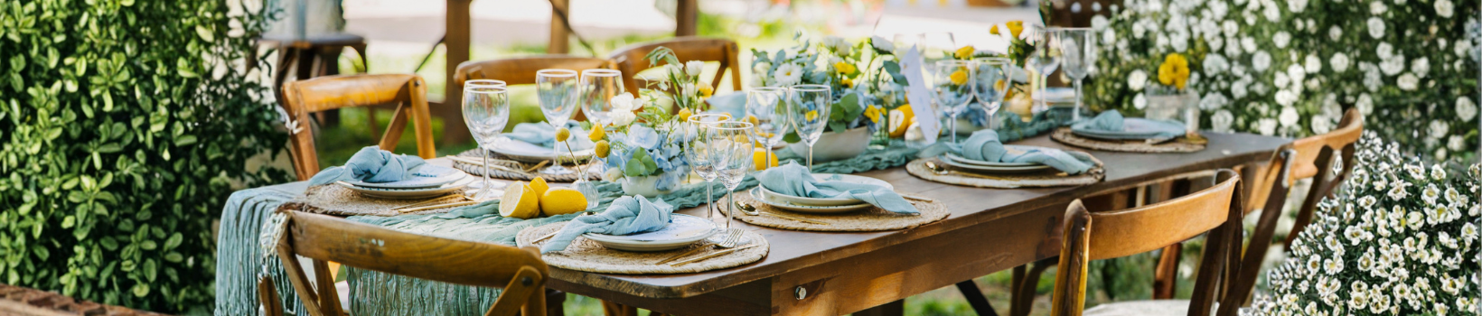 Casual party decorations and cake toppers