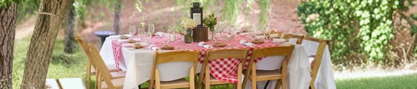 Casual party decorations and cake toppers