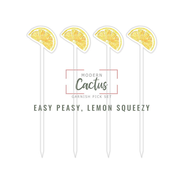 Garnish Pick Set | Easy Peasy, Lemon Squeezy