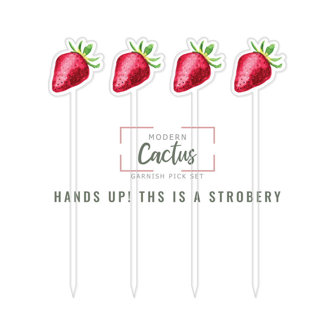 Garnish Pick Set | Hands Up! This Is A Strobery