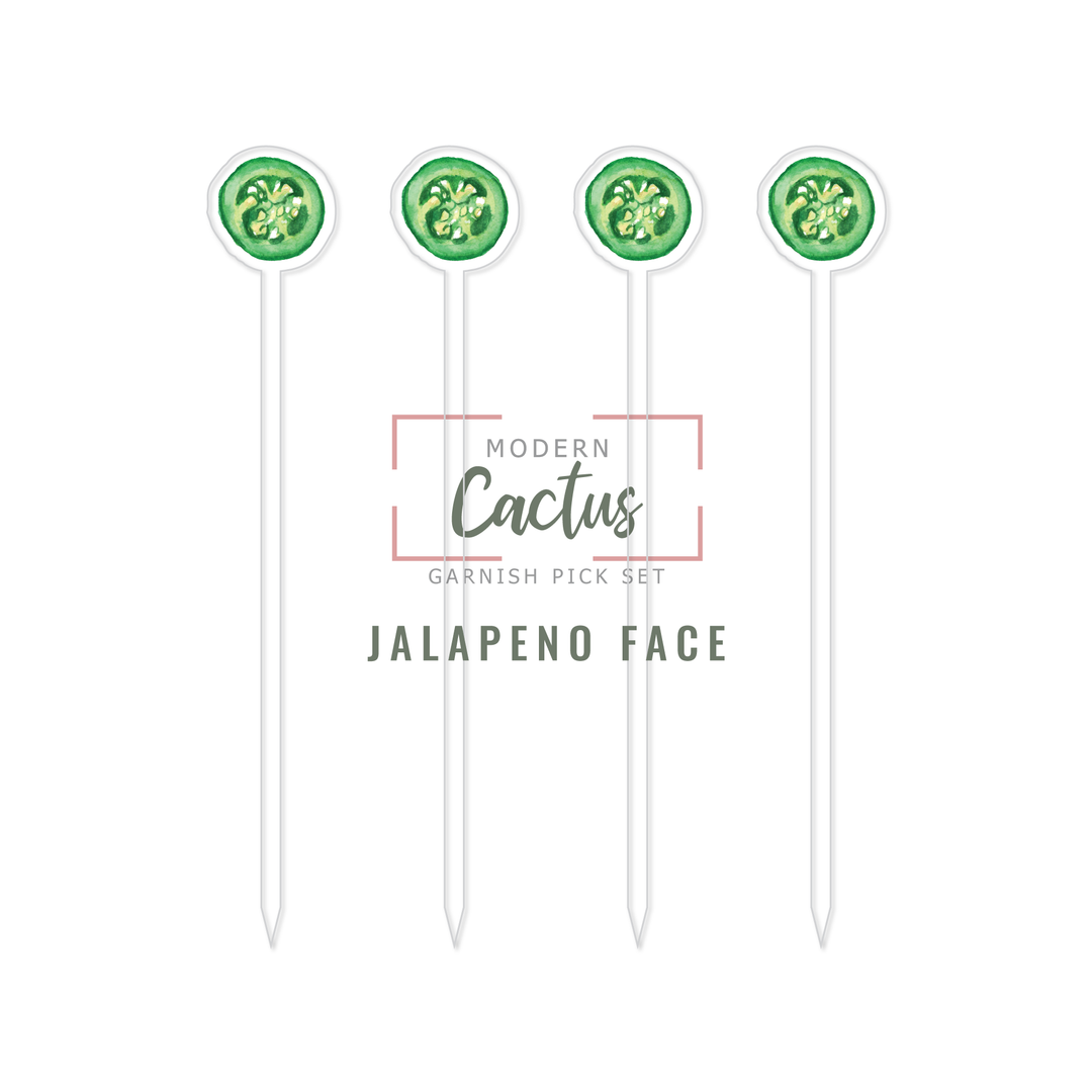 Garnish Pick Set | Jalapeno Face