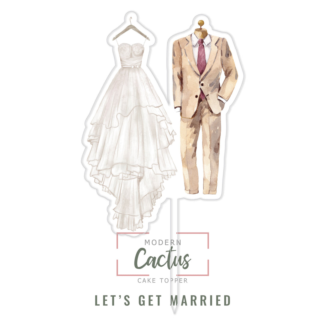 Let's Get Married cake topper design displayed as a clean digital artwork mockup.