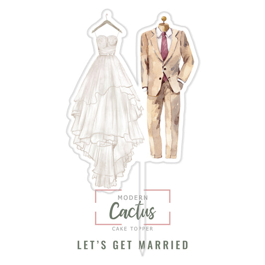 Let's Get Married cake topper design displayed as a clean digital artwork mockup.
