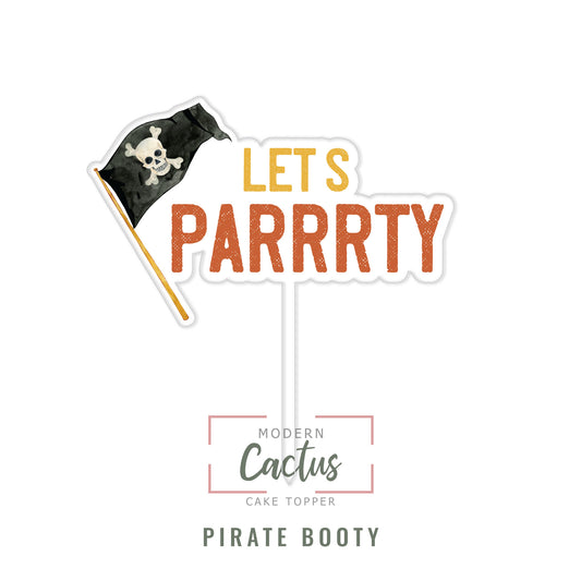 Pirate Booty cake topper design displayed as a clean digital artwork mockup.