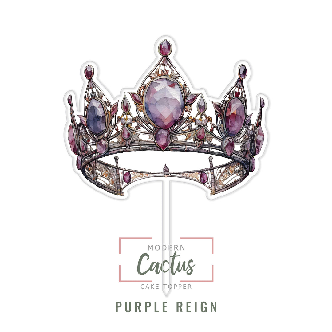 Purple Reign cake topper design displayed as a clean digital artwork mockup.