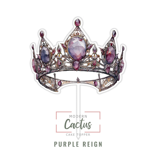 Purple Reign cake topper design displayed as a clean digital artwork mockup.