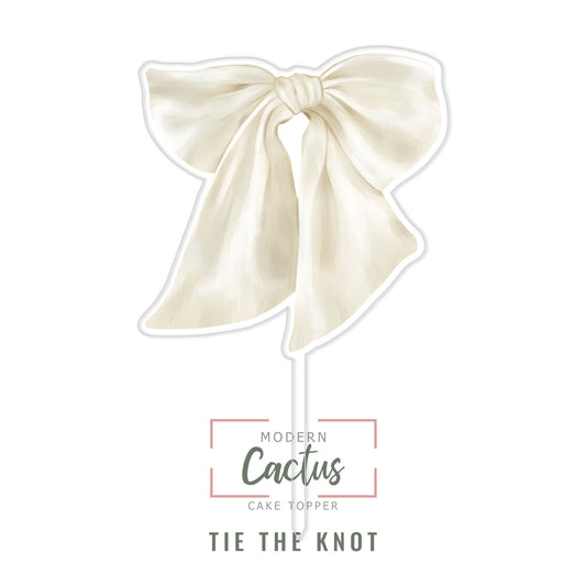 Tie The Knot cake topper design displayed as a clean digital artwork mockup.