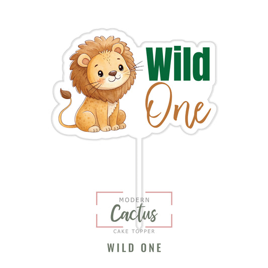 Wild One cake topper design displayed as a clean digital artwork mockup.