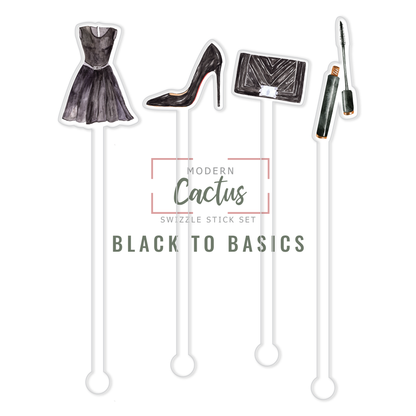Black to Basics acrylic swizzle stick design displayed as a digital mockup