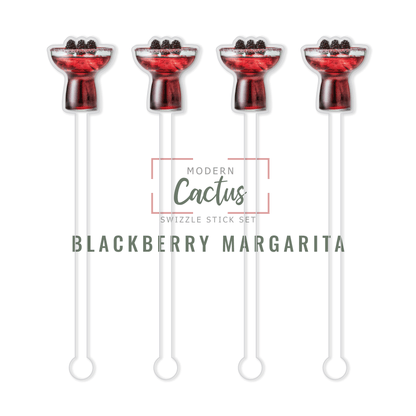 Blackberry Margarita swizzle stick set digital mockup UV printed drink stirrers design preview.