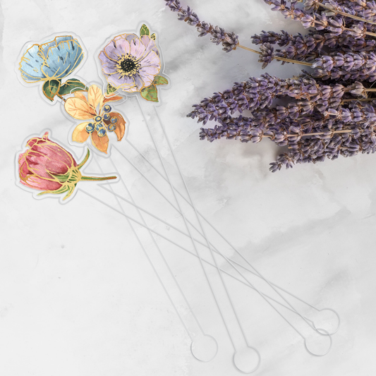 Boho Blooms swizzle stick set styled for a tea party celebration