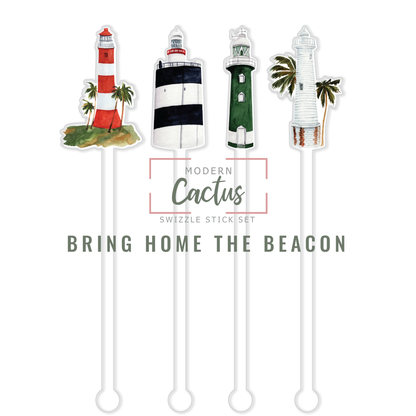 Bring Home The Beacon swizzle stick set styled for a pool party celebration