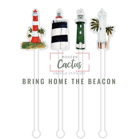 Bring Home The Beacon swizzle stick set styled for a pool party celebration