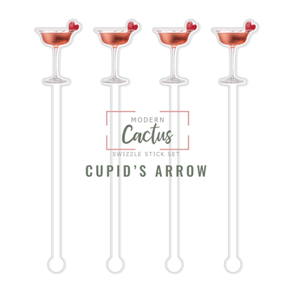 Cupid's Arrow swizzle stick set digital mockup UV printed drink stirrers design preview