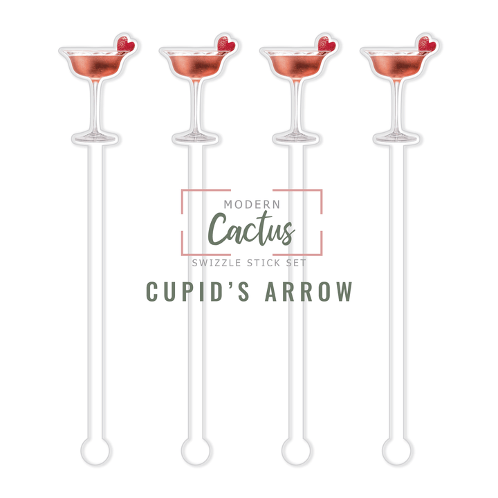 Cupid's Arrow swizzle stick set digital mockup UV printed drink stirrers design preview