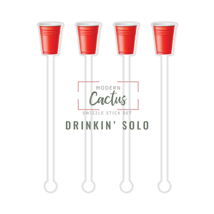 Drinkin' Solo acrylic swizzle stick design displayed as a digital mockup