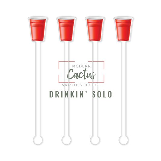 Drinkin' Solo acrylic swizzle stick design displayed as a digital mockup