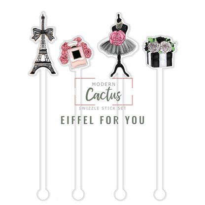 Eiffel For You acrylic swizzle stick design displayed as a digital mockup