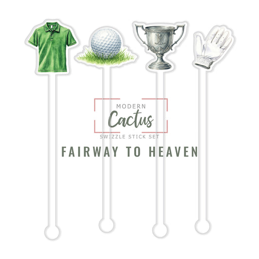 Fairway to Heaven acrylic swizzle stick design displayed as a digital mockup