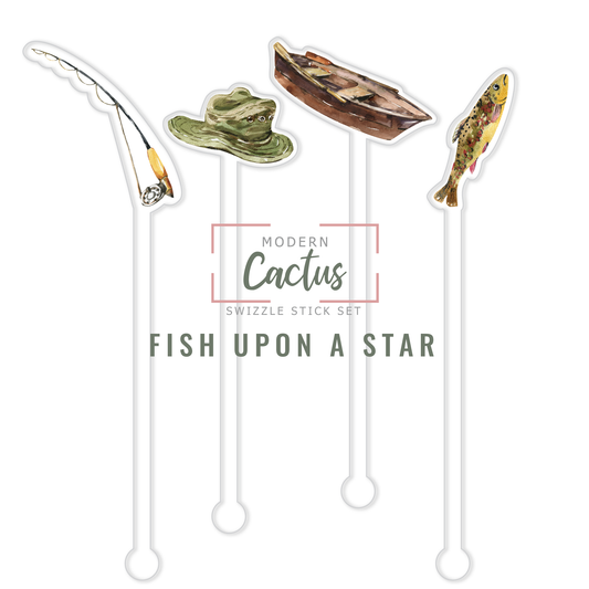 Fish Upon A Star acrylic swizzle stick design displayed as a digital mockup