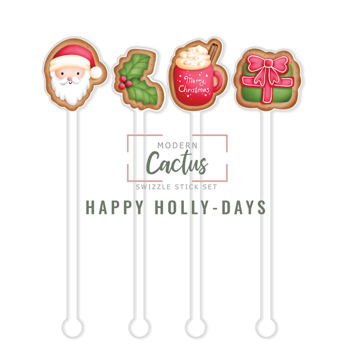 Swizzle Stick Set | Happy Holly-Days