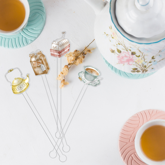 Here For The Tea swizzle stick set styled for a tea party celebration