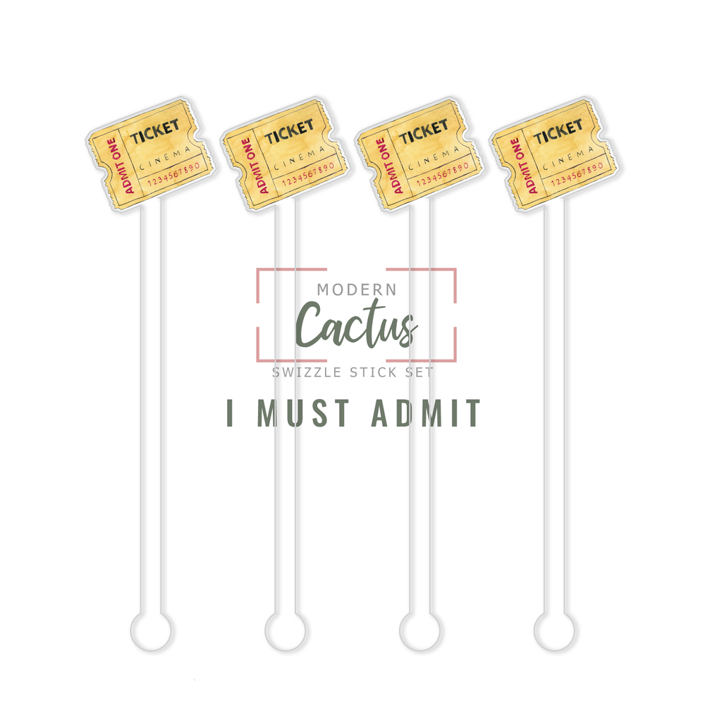 I Must Admit acrylic swizzle stick design displayed as a digital mockup