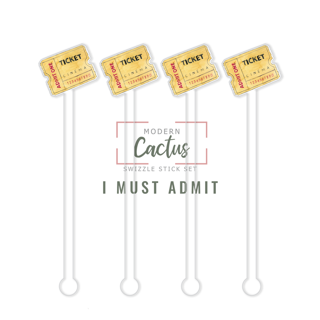 I Must Admit acrylic swizzle stick design displayed as a digital mockup
