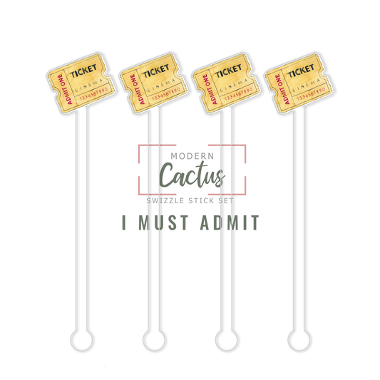 I Must Admit acrylic swizzle stick design displayed as a digital mockup