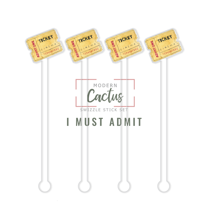 I Must Admit acrylic swizzle stick design displayed as a digital mockup