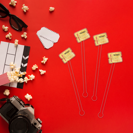 I Must Admit swizzle stick set styled for a movie night celebration