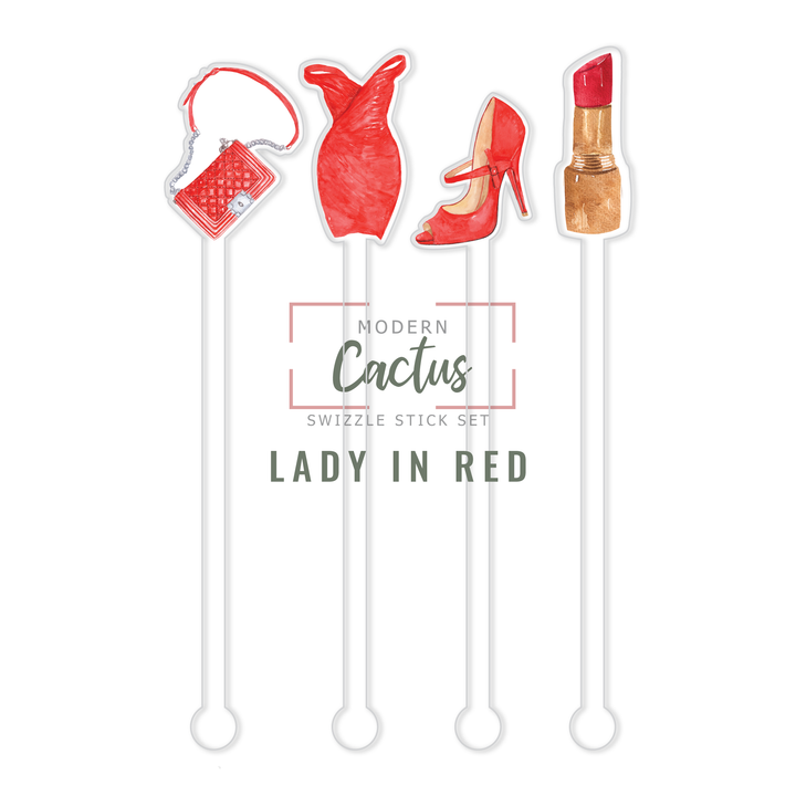 Swizzle Stick Set | Lady In Red