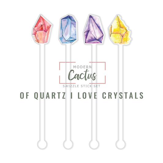 Of Quartz I Love Crystals acrylic swizzle stick design displayed as a digital mockup