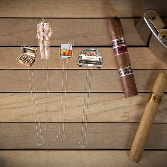 Old Fashioned Love swizzle stick set styled for a bachelor party celebration