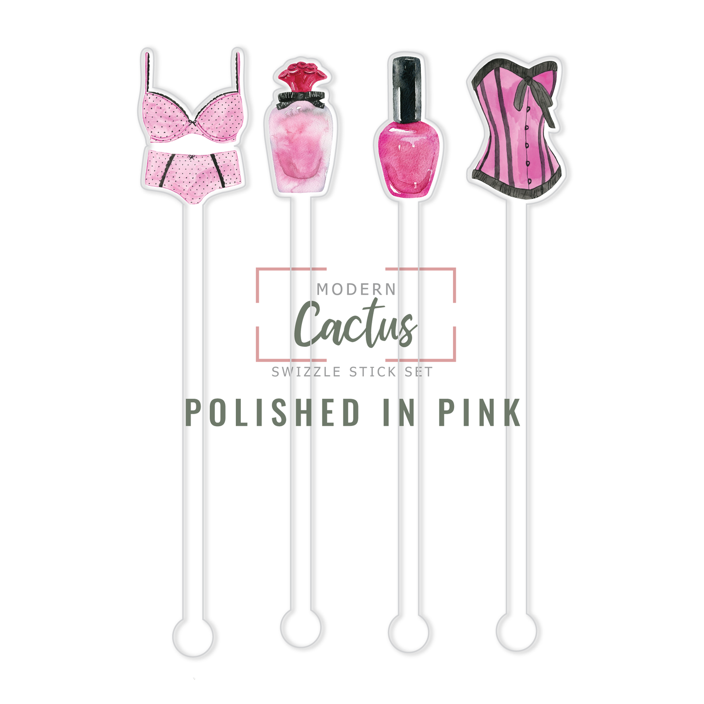 Swizzle Stick Set | Polished In Pink