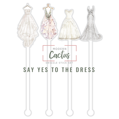 Say Yes To The Dress acrylic swizzle stick design displayed as a digital mockup