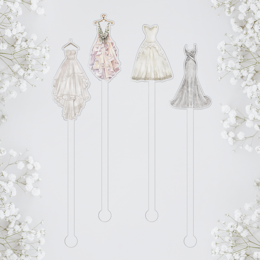 Say Yes To The Dress swizzle stick set styled for a bridal shower celebration
