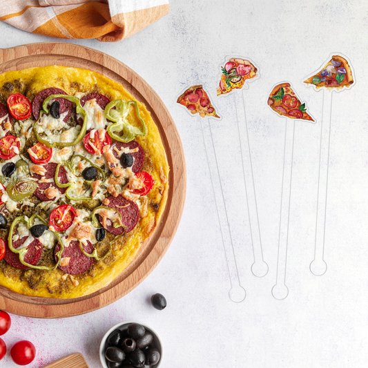 Take a Pizza My Heart swizzle stick set styled for a game night celebration