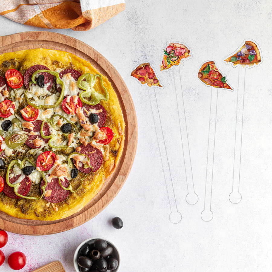 Take a Pizza My Heart swizzle stick set styled for a game night celebration