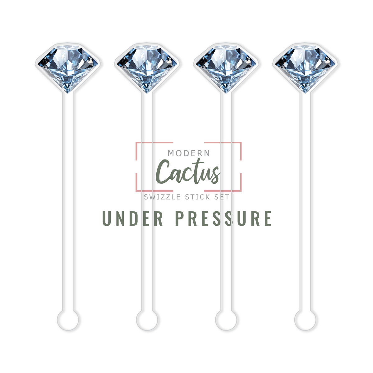 Under Pressure acrylic swizzle stick design displayed as a digital mockup