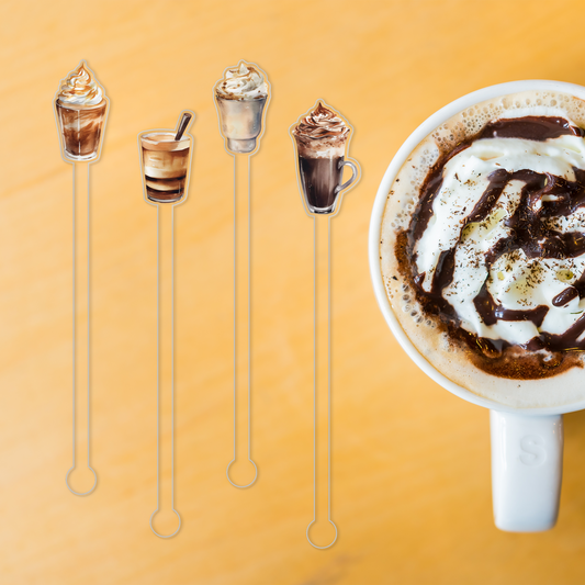 You Mocha Me Crazy swizzle stick set styled for a brunch celebration